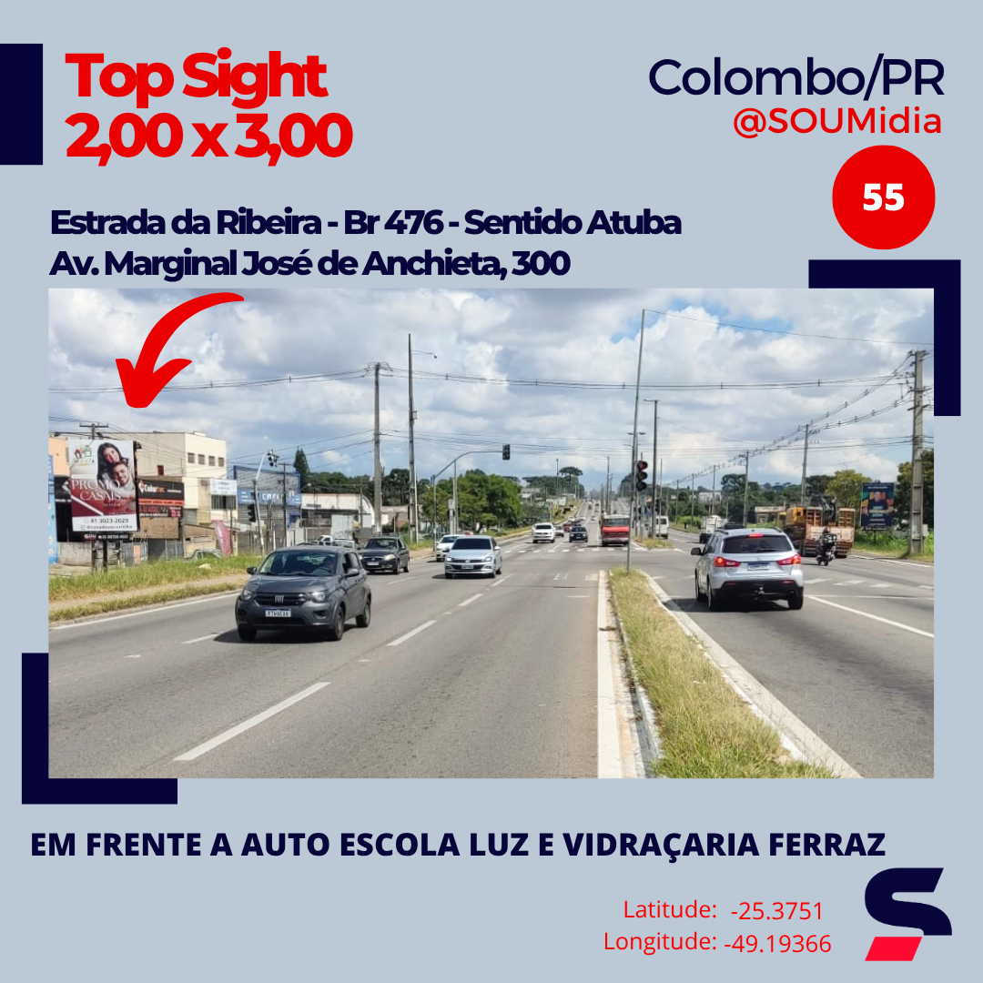Painel SM-054 / SM-055 — Estrada da Ribeira - BR 476, Av. Marginal José de Anchieta, 300